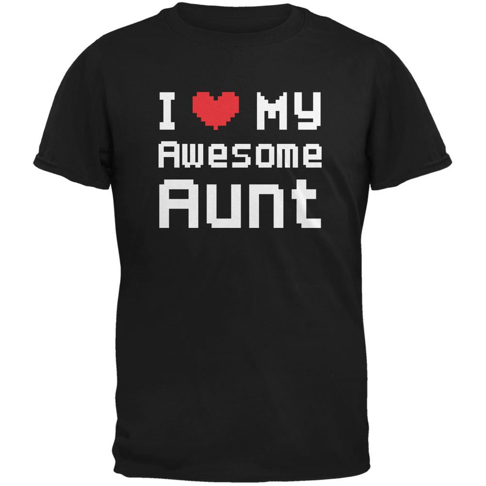 I Heart My Awesome Aunt 8 Bit Pixel Black Youth T-Shirt Youth T-Shirts Old Glory LG Black
