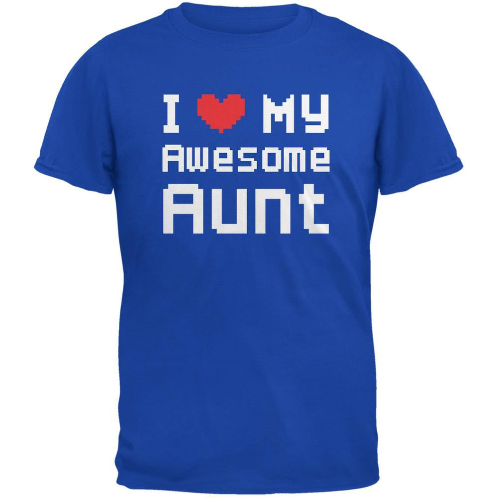 I Heart My Awesome Aunt 8 Bit Pixel Royal Youth T-Shirt Youth T-Shirts Old Glory LG Blue