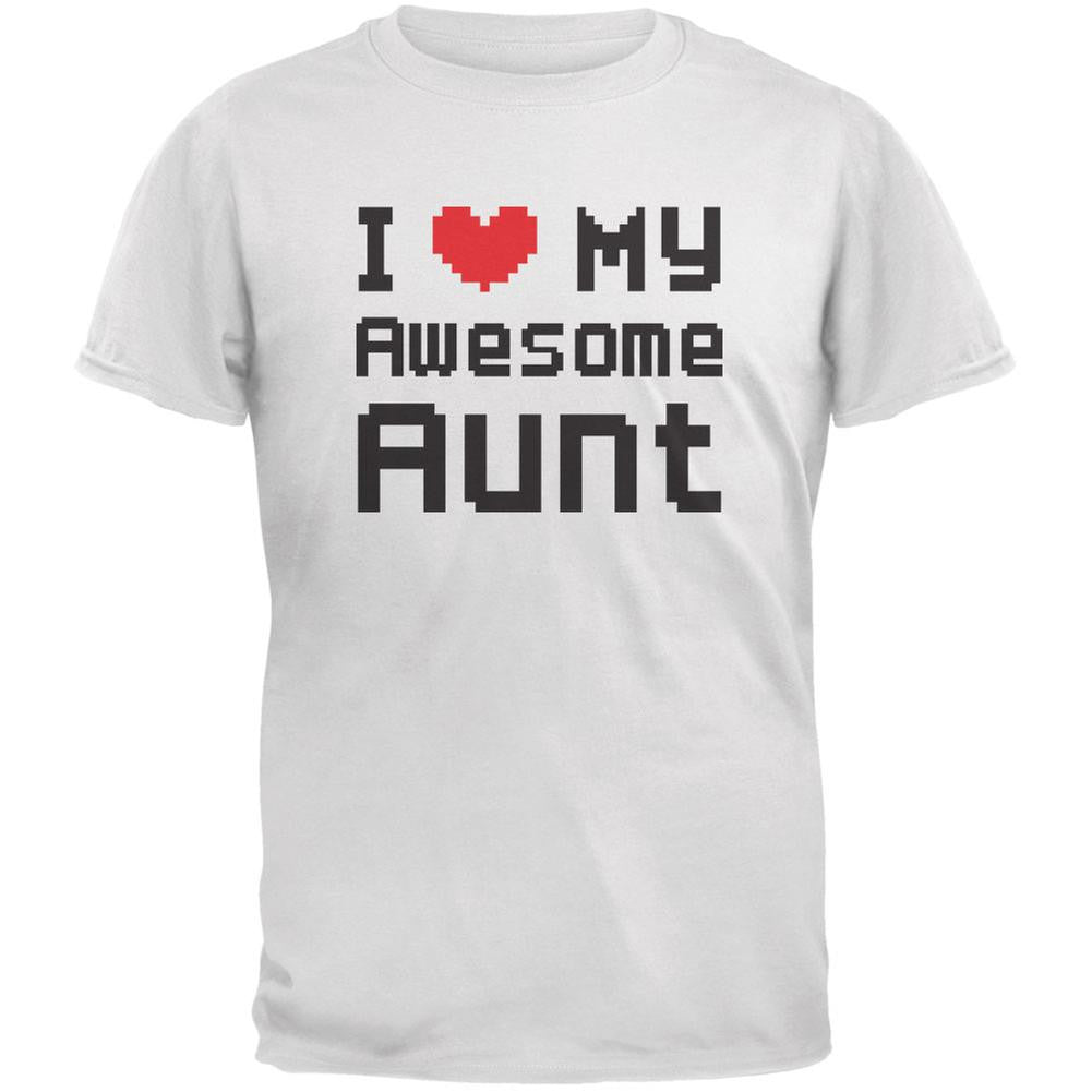 I Heart My Awesome Aunt 8 Bit Pixel White Youth T-Shirt Youth T-Shirts Old Glory LG White