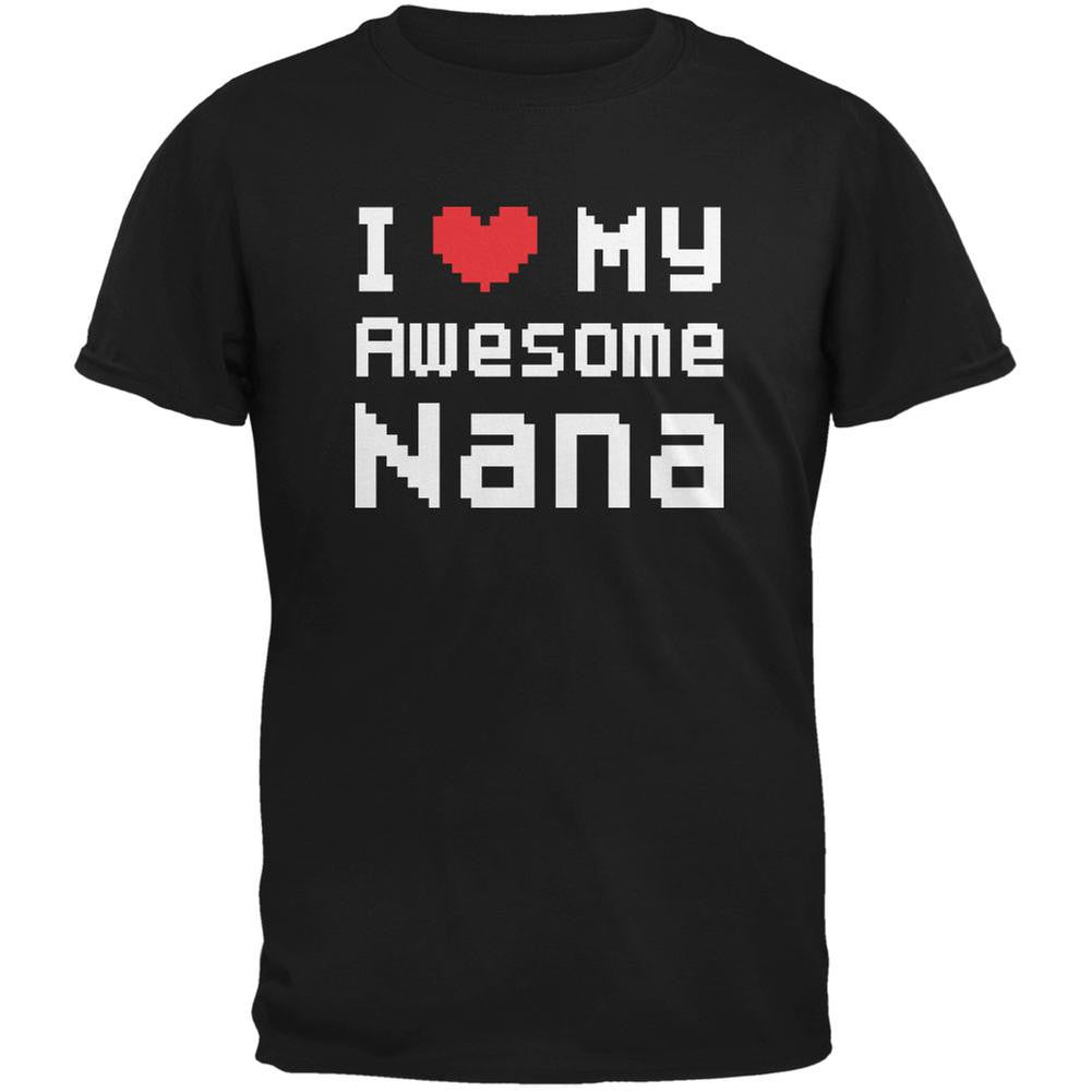 I Heart My Awesome Nana 8 Bit Pixel Black Youth T-Shirt Youth T-Shirts Old Glory LG Black