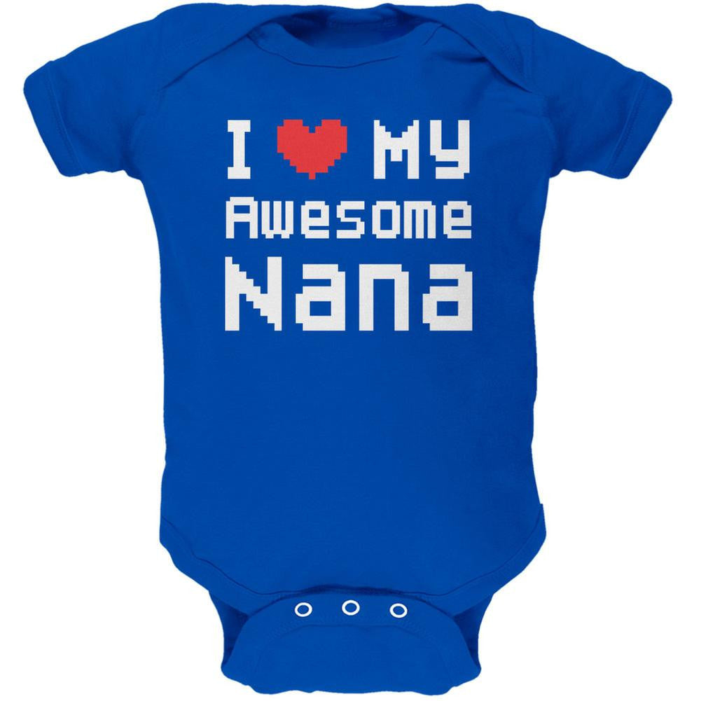I Heart My Awesome Nana 8 Bit Pixel Royal Soft Baby One Piece Baby One Piece Old Glory 0-3M Blue