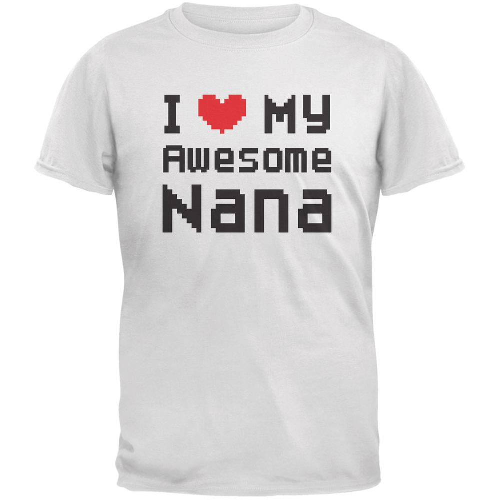 I Heart My Awesome Nana 8 Bit Pixel White Youth T-Shirt Youth T-Shirts Old Glory LG White