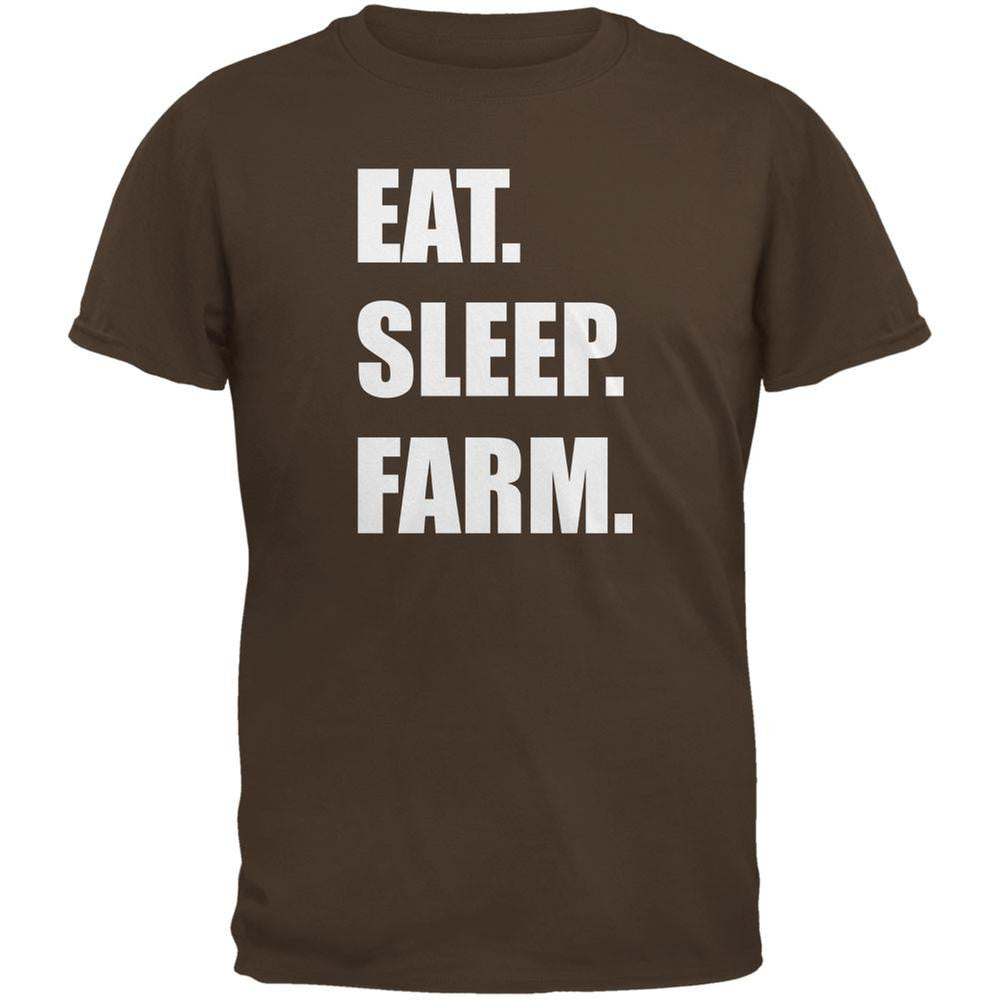 Eat Sleep Farm Brown Adult T-Shirt Men's T-Shirts Old Glory 2XL Brown