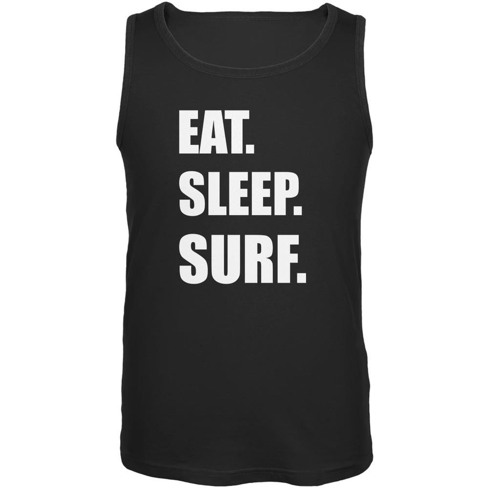 Eat Sleep Surf Black Adult Tank Top Men's Tank Tops Old Glory 2XL Black
