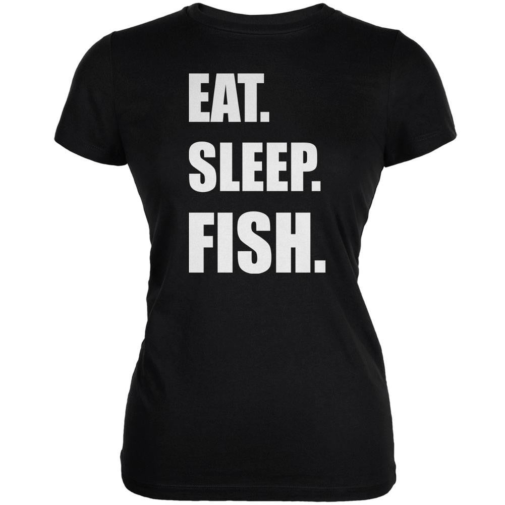 Eat Sleep Fish Black Juniors Soft T-Shirt Juniors T-Shirts Old Glory 2XL Black