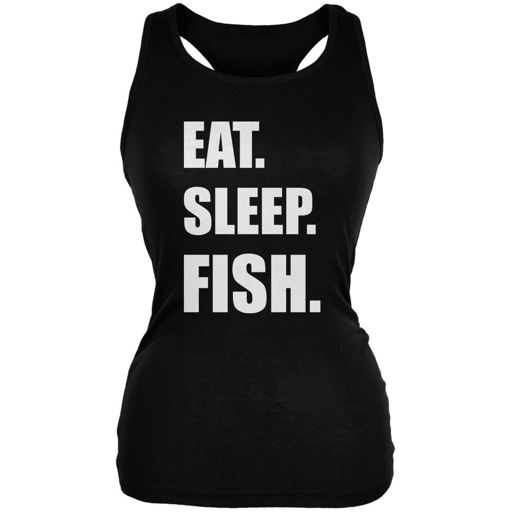 Eat Sleep Fish Black Juniors Soft Tank Top Juniors Tank Tops Old Glory 2XL Black