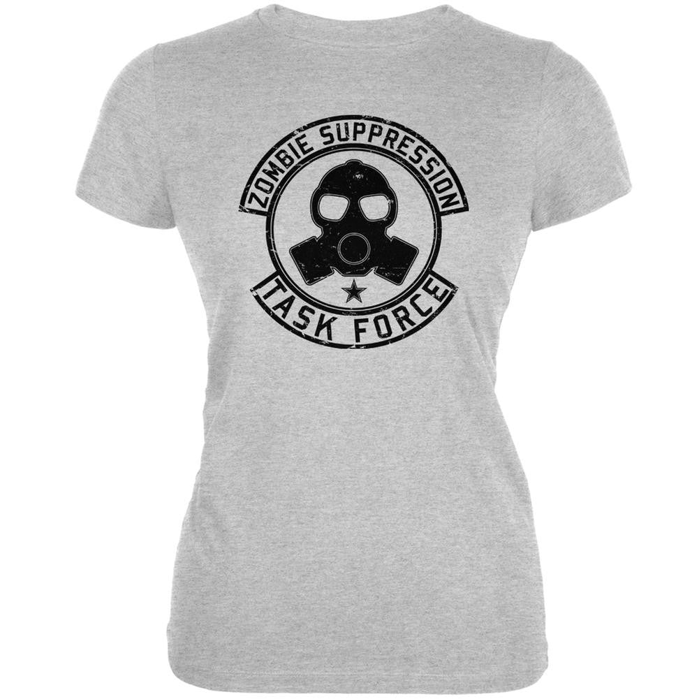 Zombie Task Force Heather Grey Juniors Soft T-Shirt Juniors T-Shirts Old Glory 2XL Grey