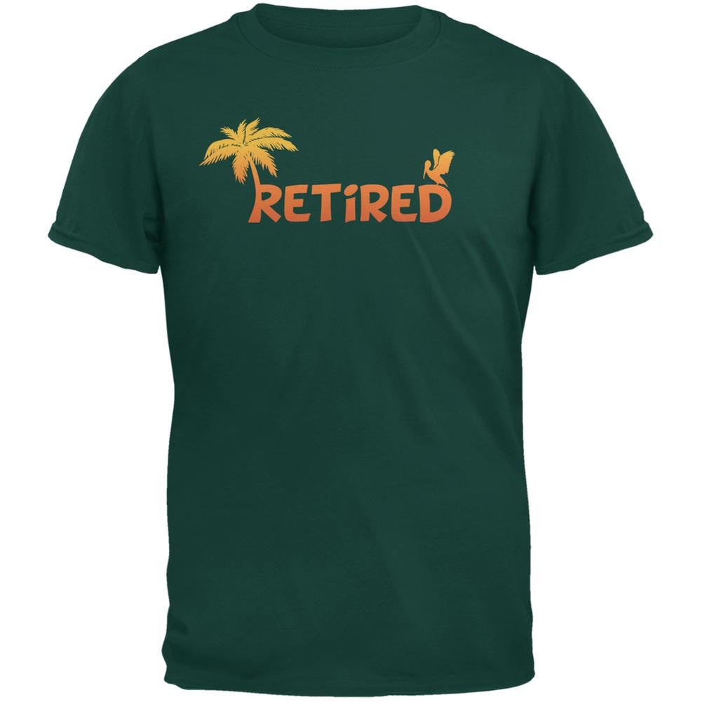 Retired Palm Tree Forest Green Adult T-Shirt Men's T-Shirts Old Glory 2XL Green
