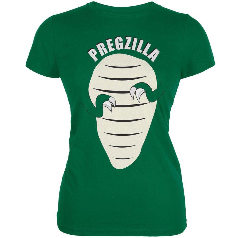 Jurassic - Pregzilla T-Rex Dino Kelly Green Juniors Soft T-Shirt Juniors T-Shirts Old Glory 2XL Green
