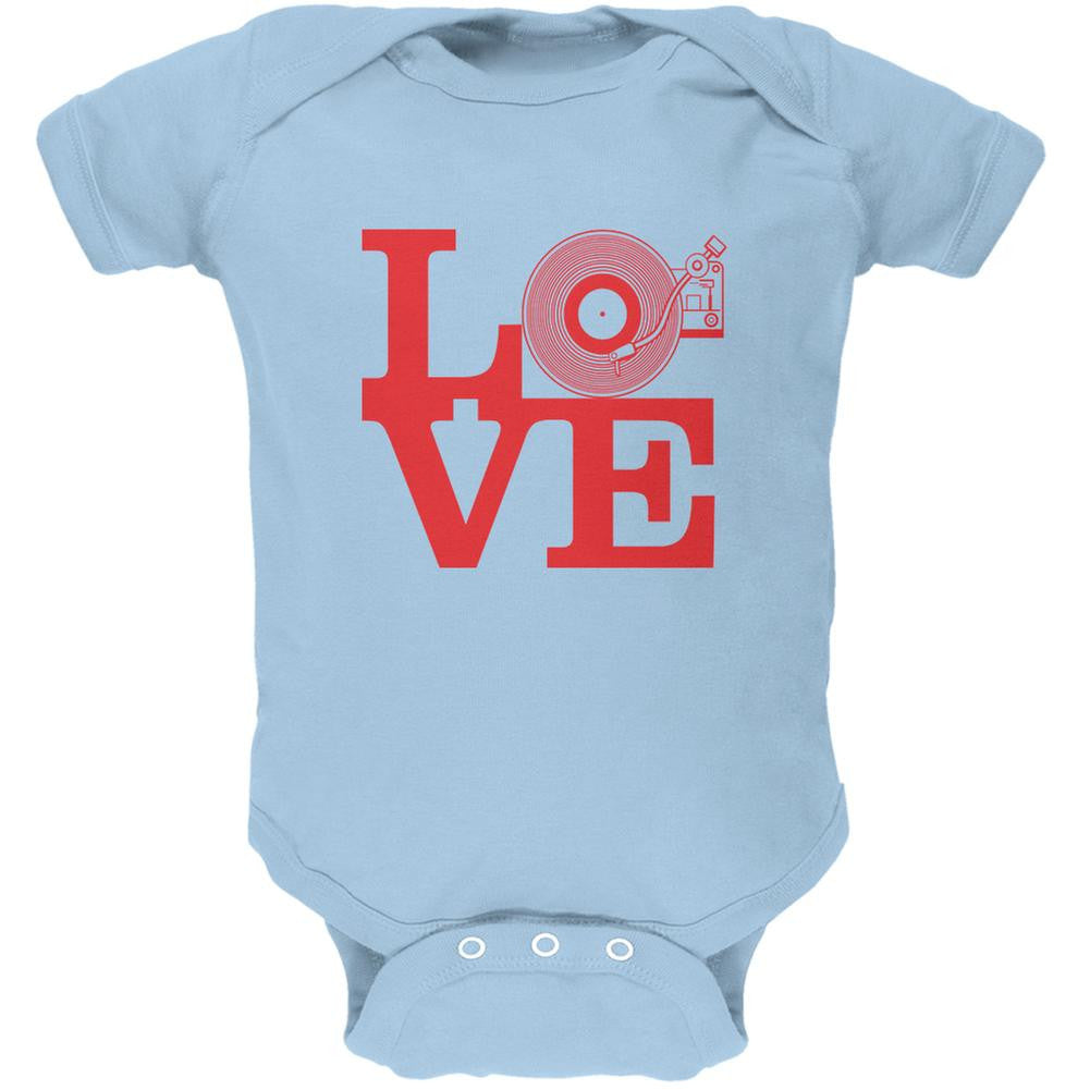 Love Record Player Light Blue Soft Baby One Piece Baby One Piece Old Glory 0-3M Blue