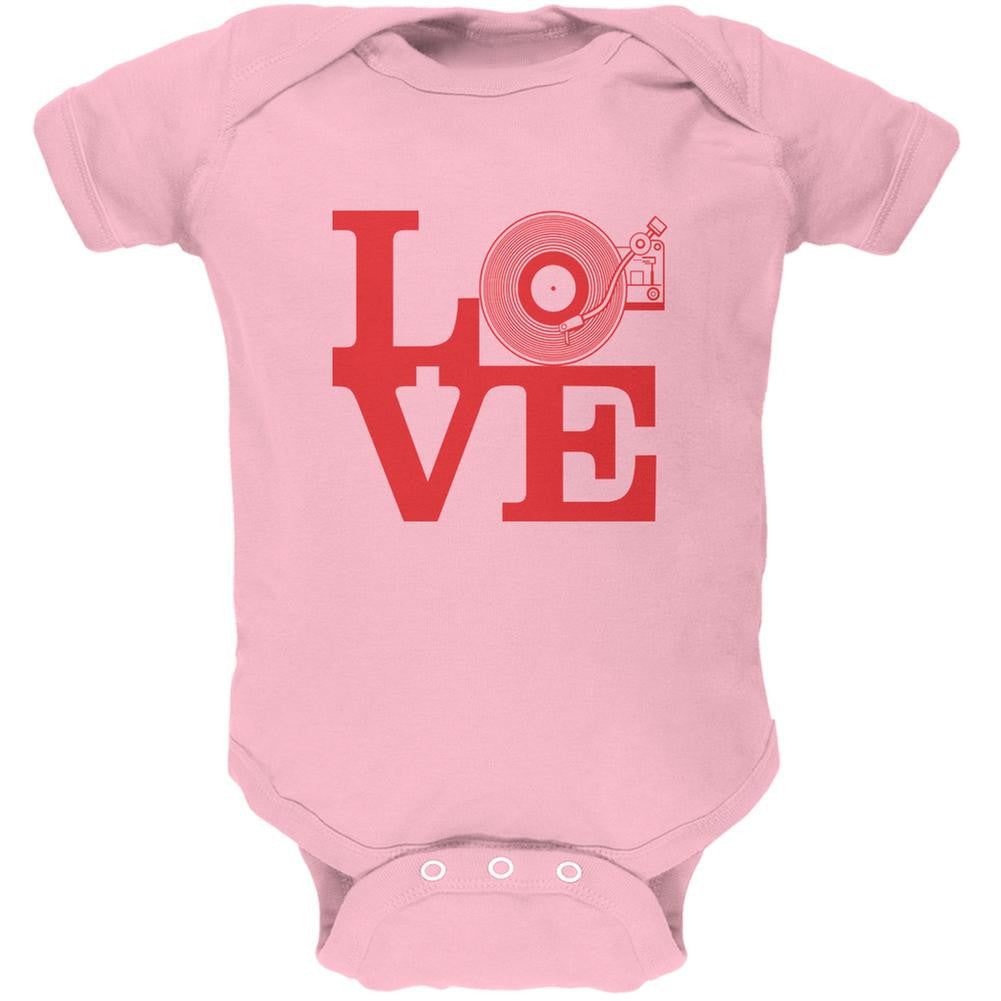 Love Record Player Light Pink Soft Baby One Piece Baby One Piece Old Glory 0-3M Pink