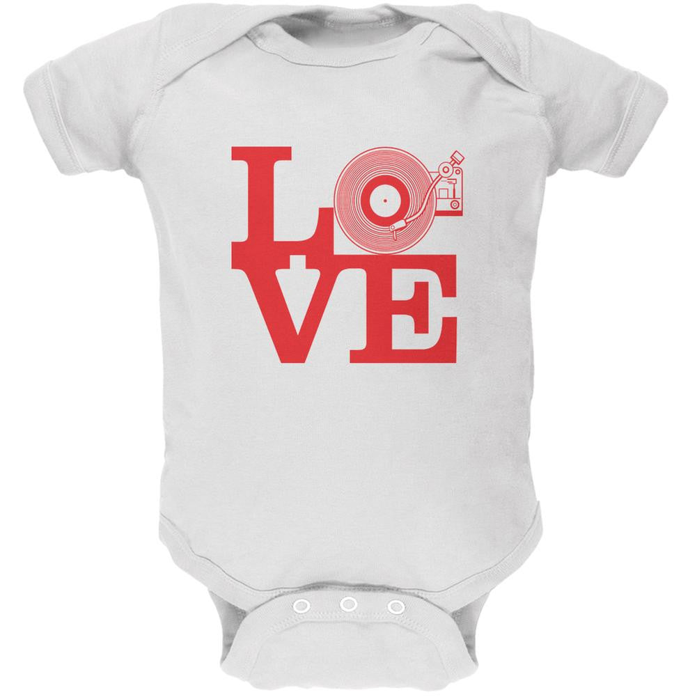 Love Record Player White Soft Baby One Piece Baby One Piece Old Glory 0-3M White