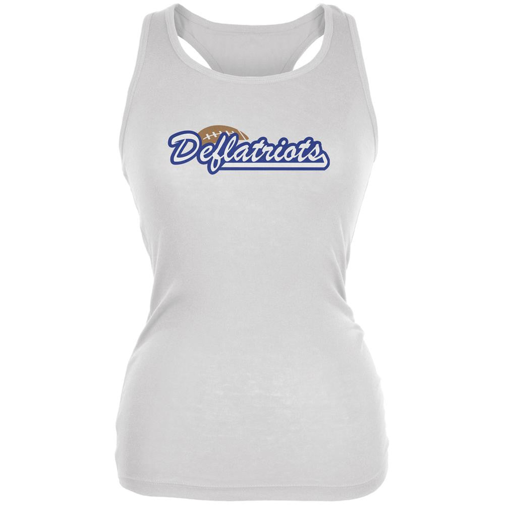 New England Deflatriots White Juniors Soft Tank Top Juniors Tank Tops Old Glory 2XL White