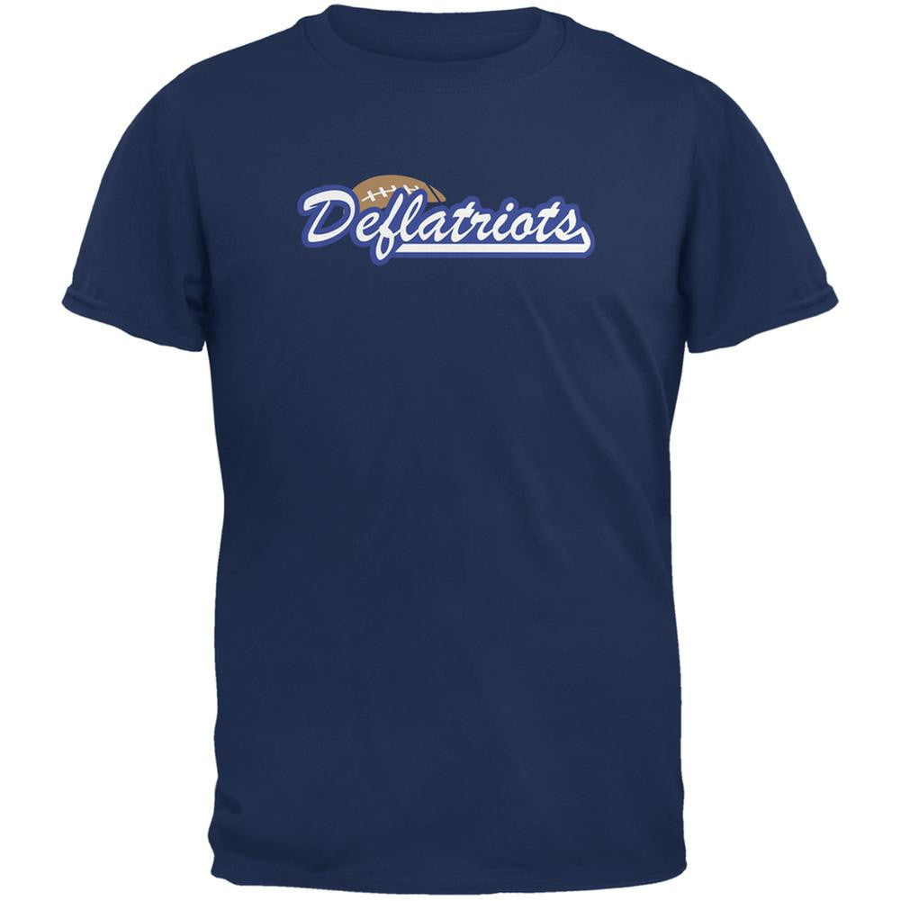 New England Deflatriots Navy Adult T-Shirt Men's T-Shirts Old Glory 2XL Blue
