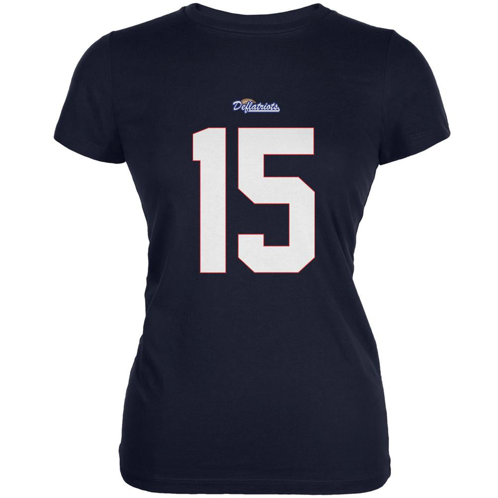 New England Deflatriots Jersey Navy Juniors Soft T-Shirt Juniors T-Shirts Old Glory 2XL Blue
