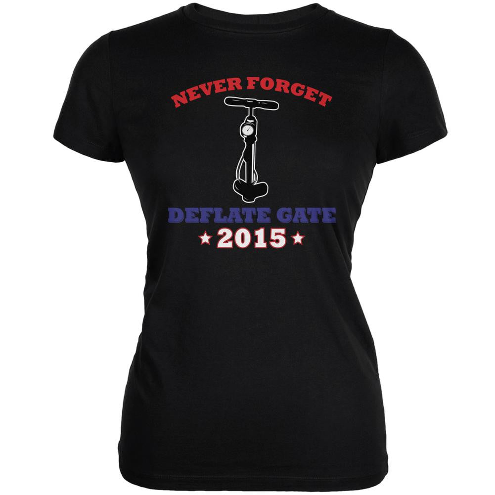 Deflate Gate 2015 Never Forget Black Juniors Soft T-Shirt Juniors T-Shirts Old Glory 2XL Black