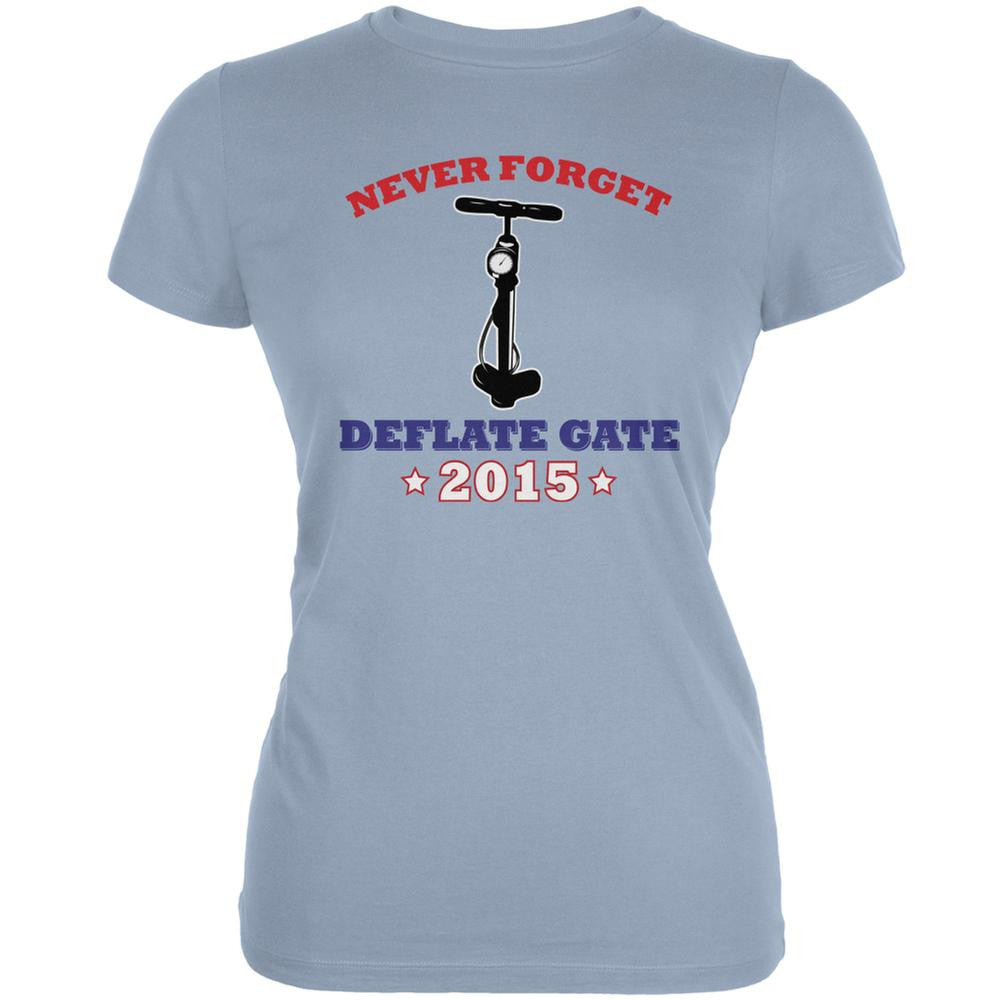 Deflate Gate 2015 Never Forget Light Blue Juniors Soft T-Shirt Juniors T-Shirts Old Glory 2XL Blue