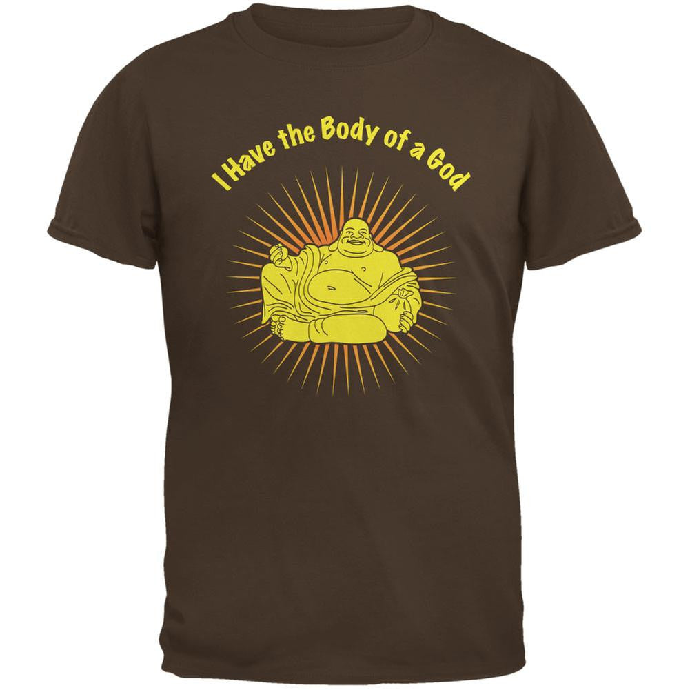 Body of a God Buddha Brown Adult T-Shirt Men's T-Shirts Old Glory 2XL Brown