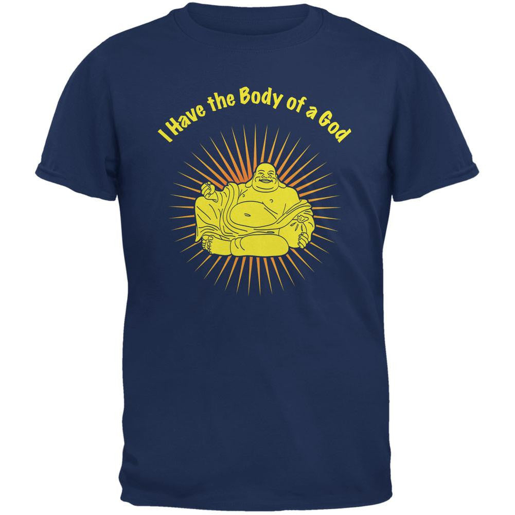 Body of a God Buddha Metro Blue Adult T-Shirt Men's T-Shirts Old Glory 2XL Blue