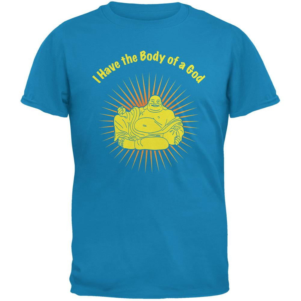 Body of a God Buddha Sapphire Blue Adult T-Shirt Men's T-Shirts Old Glory 2XL Blue
