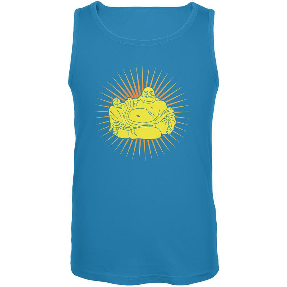 Buddha Rays of Light Turquoise Adult Tank Top Men's Tank Tops Old Glory 2X Blue