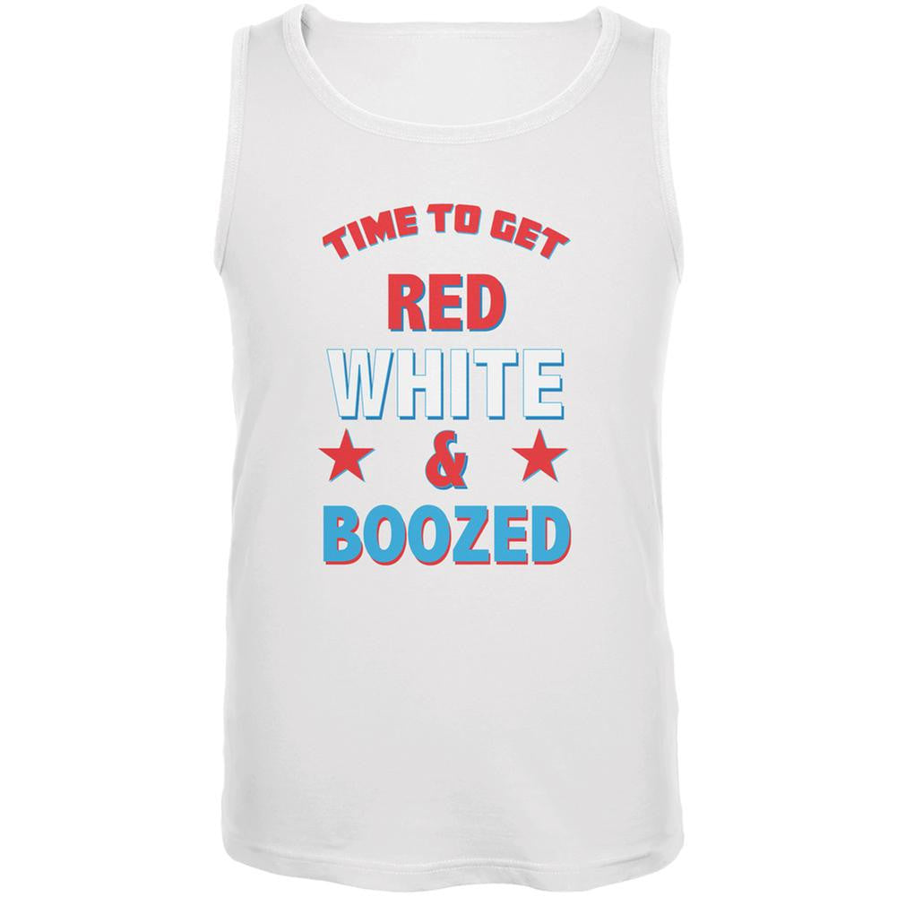 4th Of July Red White and Boozed White Adult Tank Top Men's Tank Tops Old Glory SM White