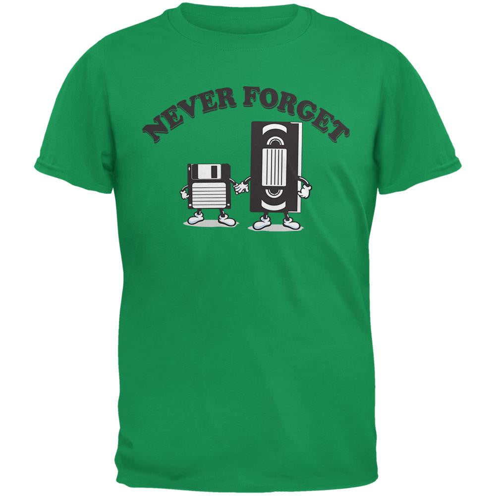 Never Forget VHS Floppy Disk Irish Green Adult T-Shirt Men's T-Shirts Old Glory 2XL Green