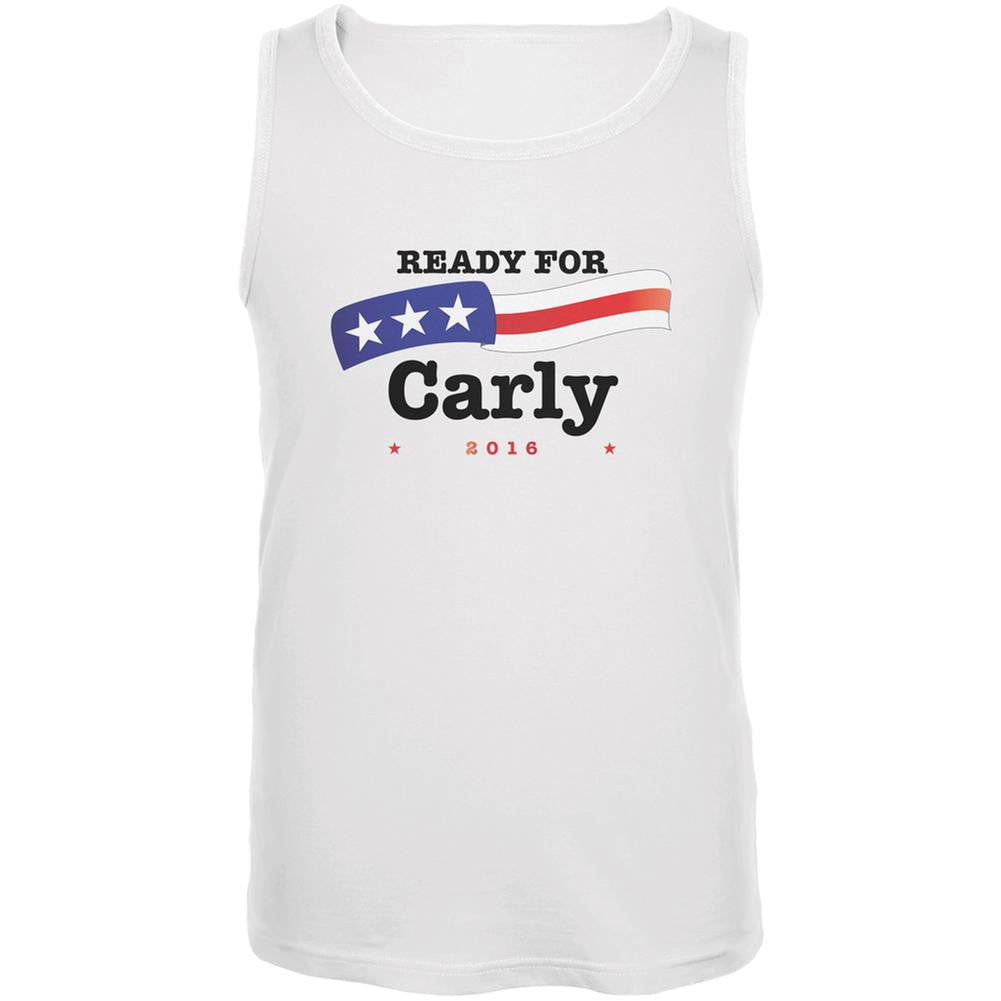Election 2016 Carly Fiorina American Flag White Adult Tank Top Men's Tank Tops Old Glory 2XL White