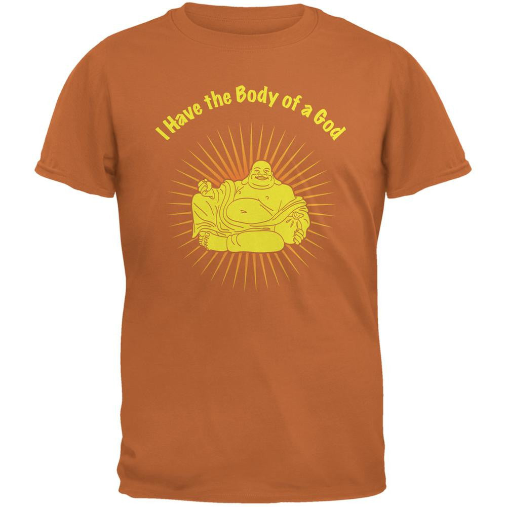 Body of a God Buddha Texas Orange Adult T-Shirt Men's T-Shirts Old Glory 2XL Orange