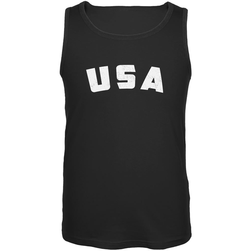 4th Of July Distressed USA Black Adult Tank Top Men's Tank Tops Old Glory 2XL Black