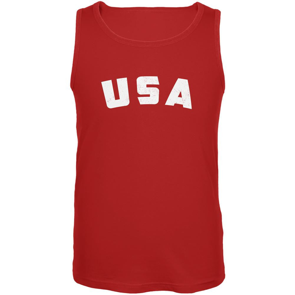 4th Of July Distressed USA Red Adult Tank Top Men's Tank Tops Old Glory 2XL Red