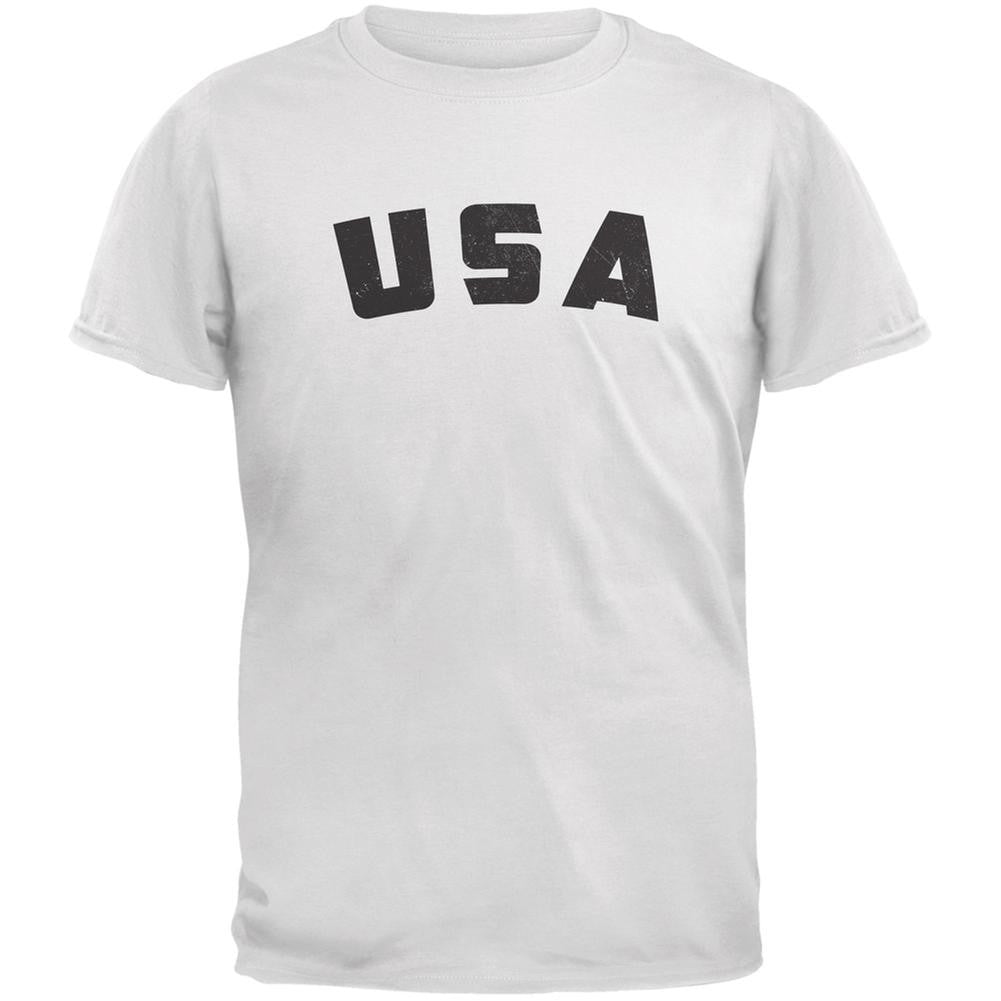 4th Of July Distressed USA White Adult T-Shirt Men's T-Shirts Old Glory 2XL White