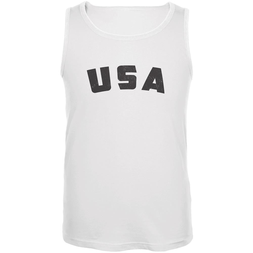 4th Of July Distressed USA White Adult Tank Top Men's Tank Tops Old Glory 2XL White