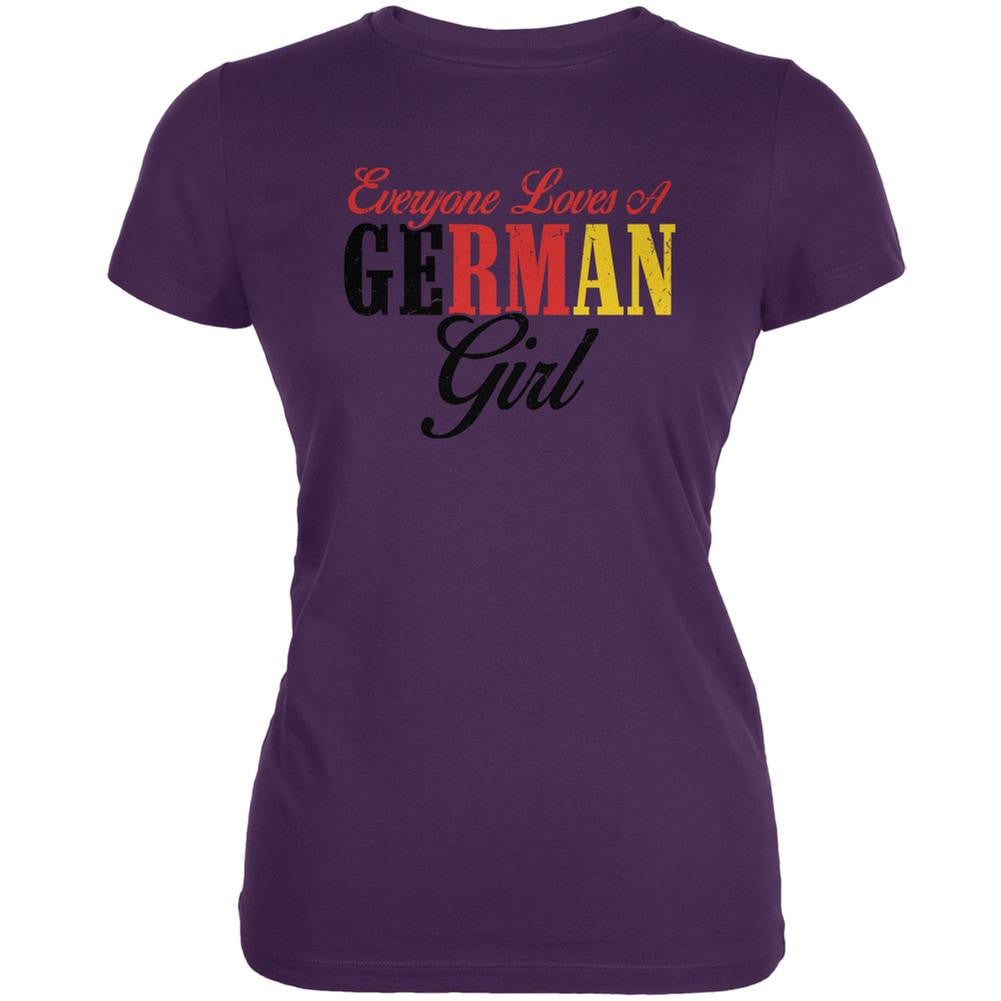 Everyone Loves A German Girl Purple Juniors Soft T-Shirt Juniors T-Shirts Old Glory 2XL Purple