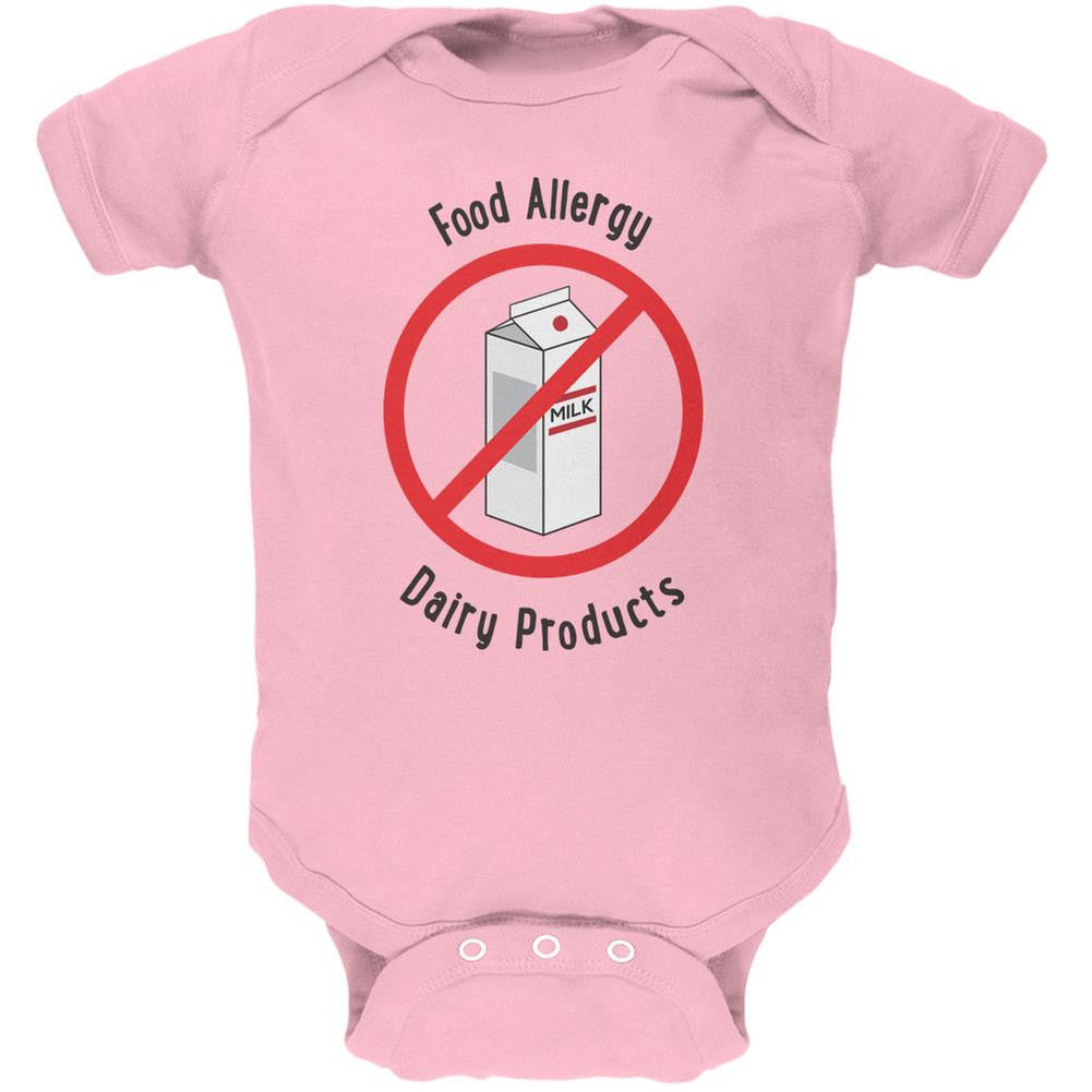Food Allergy Dairy Products Kids Light Pink Soft Baby One Piece Baby One Piece Old Glory 0-3M Pink