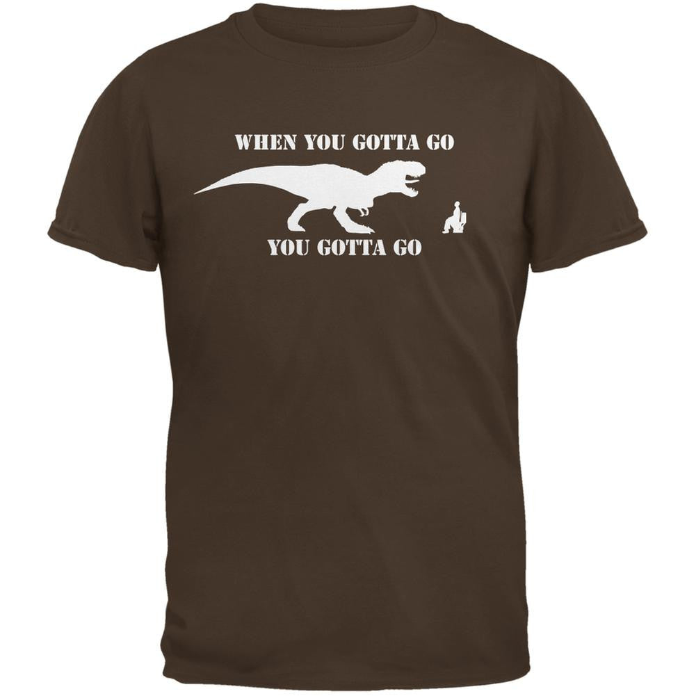 Jurassic Gotta Go Brown Adult T-Shirt Men's T-Shirts Old Glory 2XL Brown