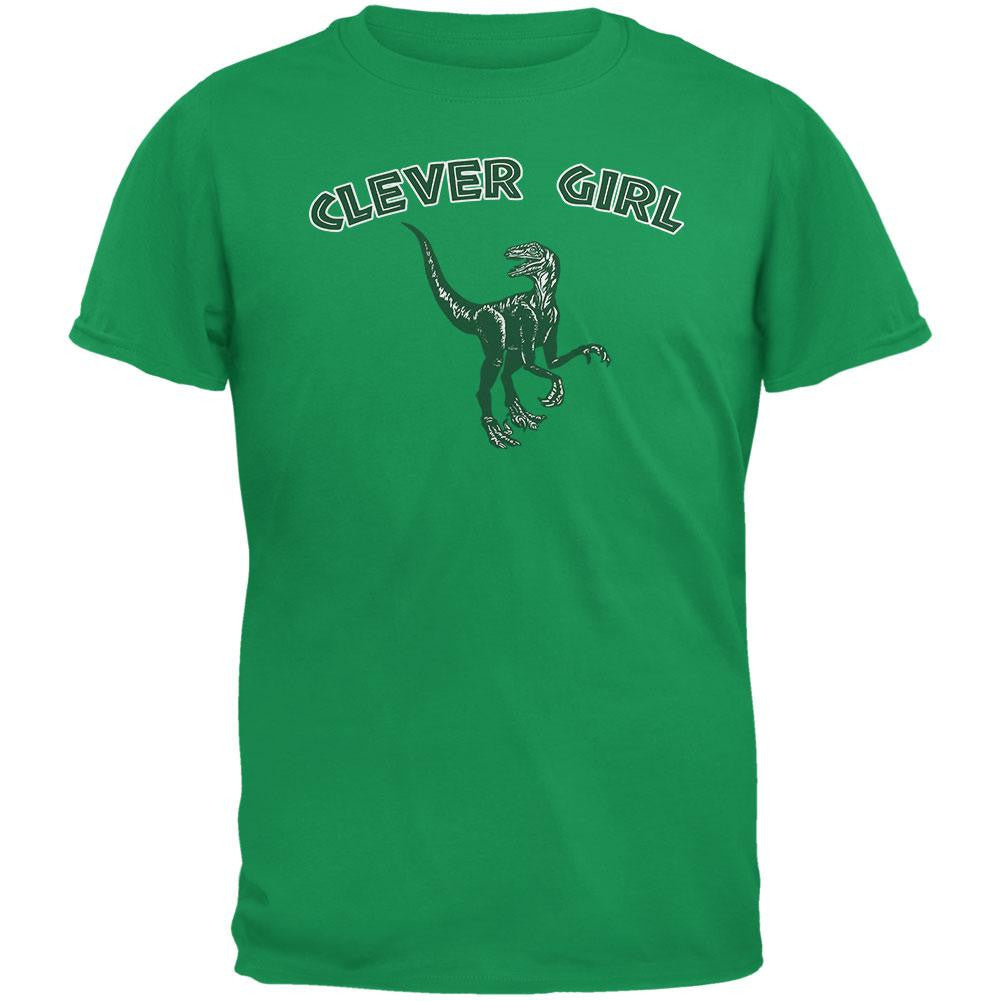 Jurassic Velociraptor Clever Girl Irish Green Adult T-Shirt Men's T-Shirts Old Glory 2XL Green