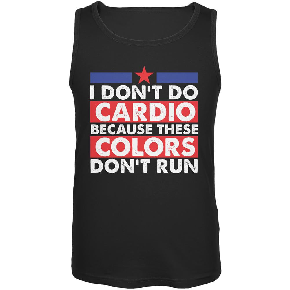 4th Of July I Don't Do Cardio Black Adult Tank Top Men's Tank Tops Old Glory 2XL Black