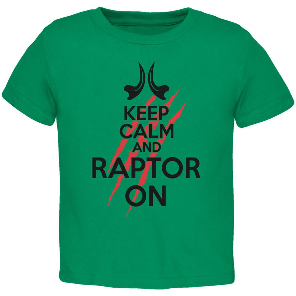 Keep Calm And Raptor On Kelly Green Toddler T-Shirt Toddler T-Shirts Old Glory 2T Green