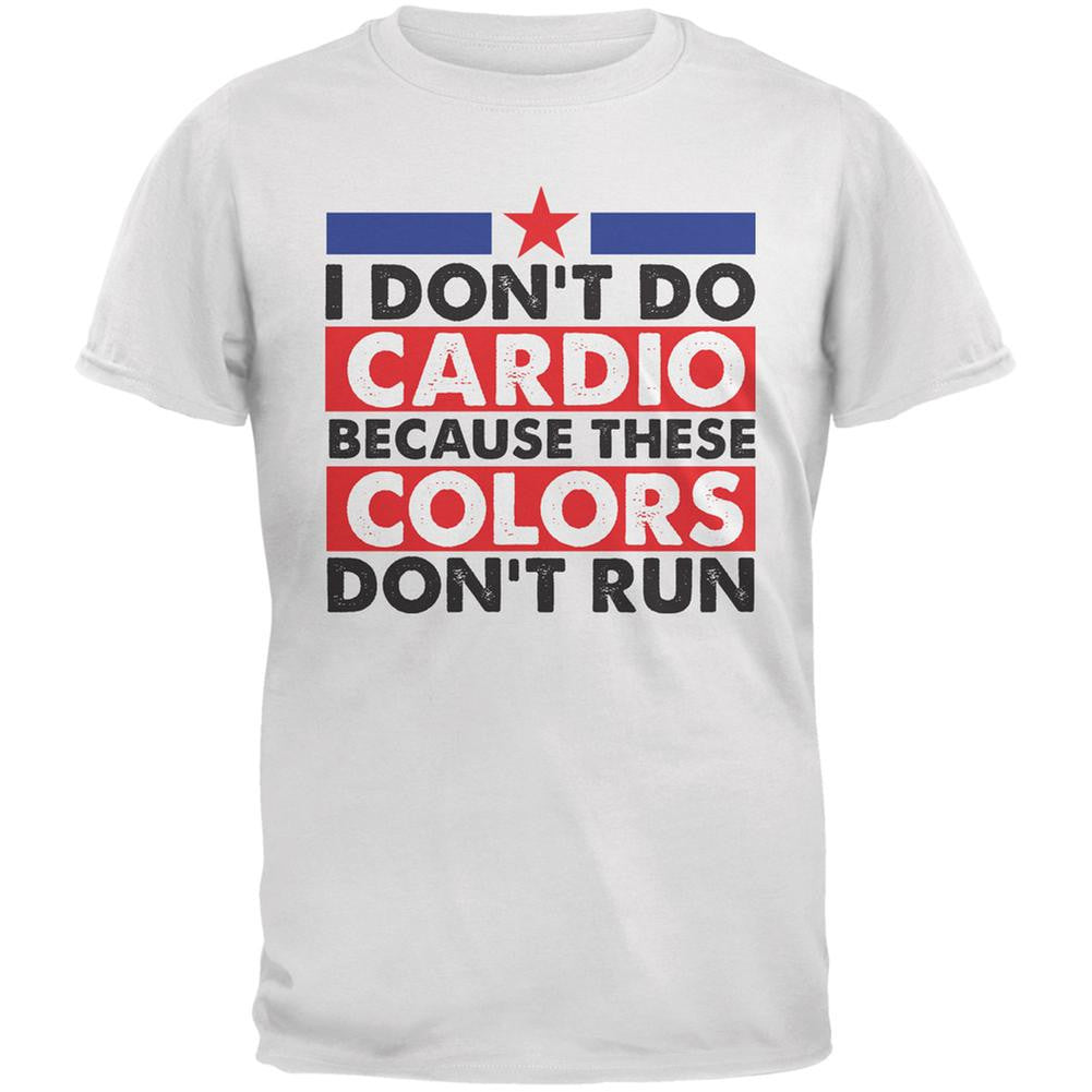 4th Of July I Don't Do Cardio White Adult T-Shirt Men's T-Shirts Old Glory 2XL White