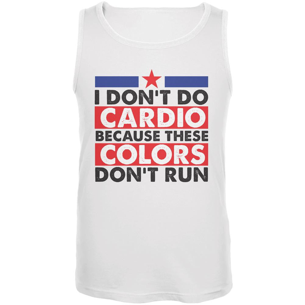 4th Of July I Don't Do Cardio White Adult Tank Top Men's Tank Tops Old Glory 2XL White