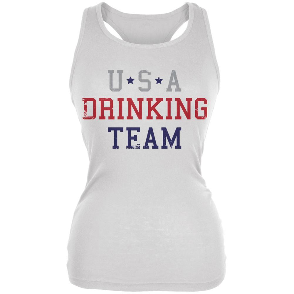 4th of July USA Drinking Team White Juniors Soft Tank Top Juniors T-Shirts Old Glory