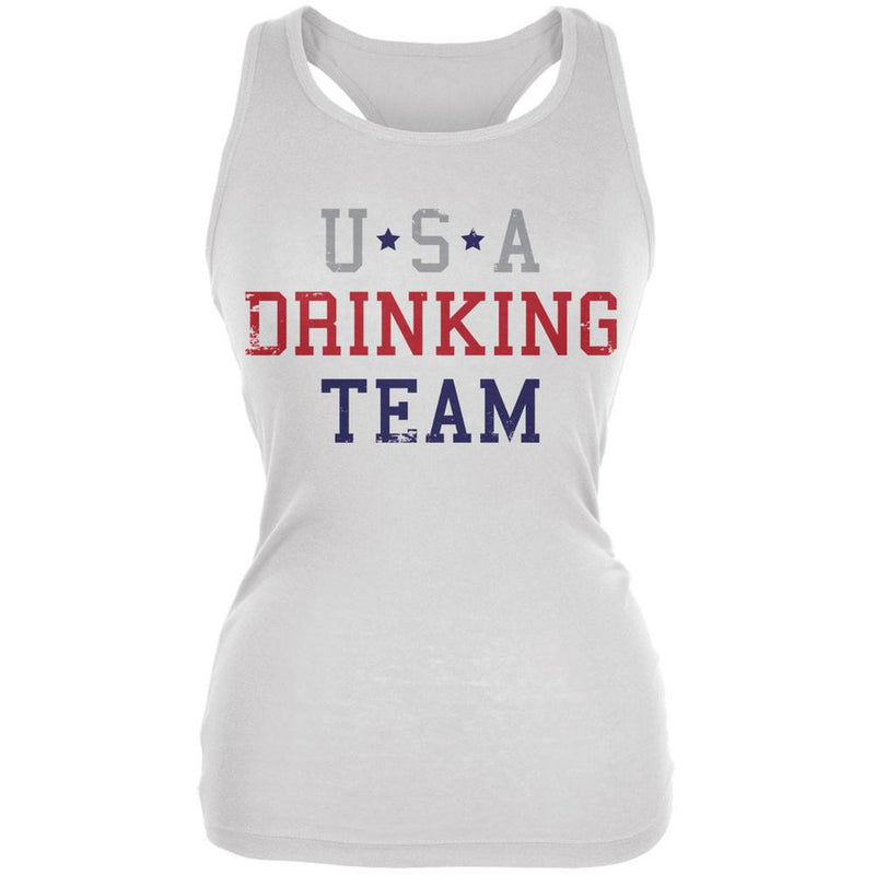 4th of July USA Drinking Team White Juniors Soft Tank Top Juniors T-Shirts Old Glory