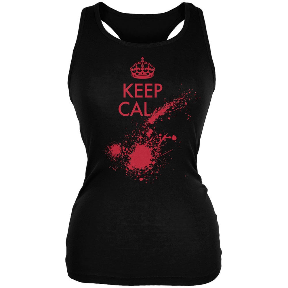 Keep Calm Blood Splatter Black Juniors Soft Tank Top Juniors Tank Tops Old Glory