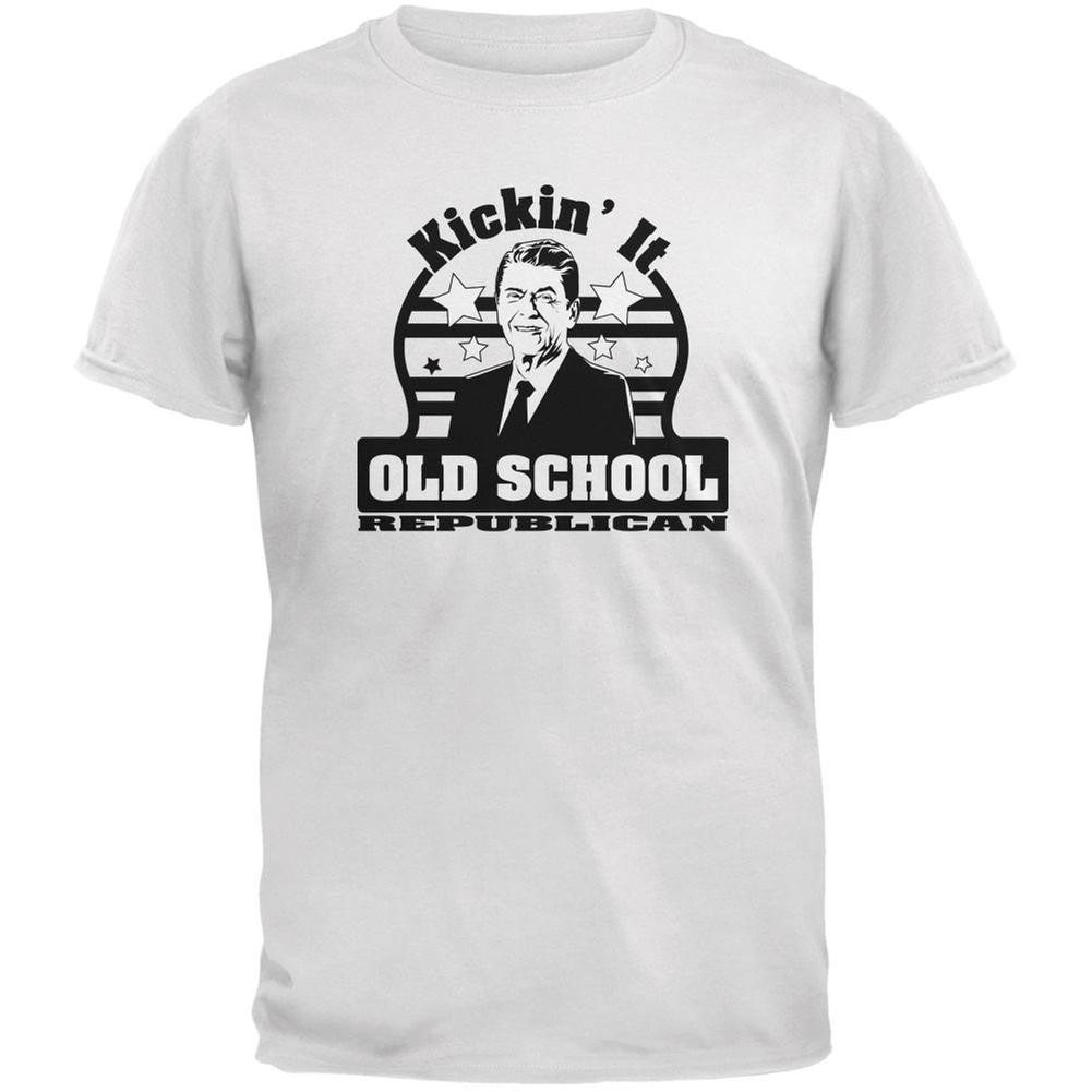 Ronald Reagan - Old School Republican White Adult T-Shirt Men's T-Shirts Old Glory 2XL White