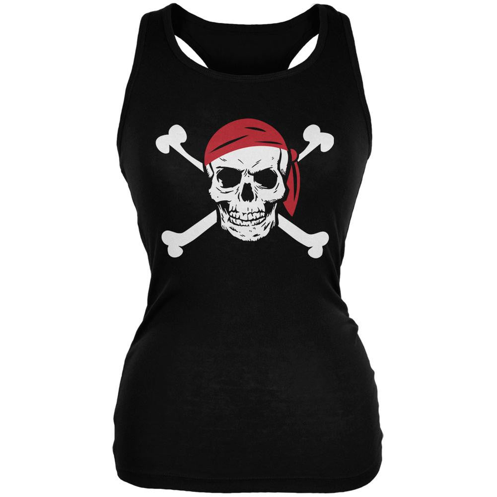 Halloween Jolly Roger Pirate Costume Black Juniors Soft Tank Top Juniors Tank Tops Old Glory 2XL Black