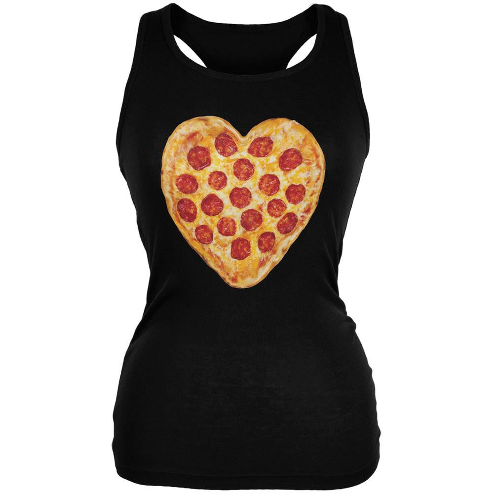 Pepperoni Pizza Heart Love Black Juniors Soft Tank Top Juniors Tank Tops Old Glory 2XL Black