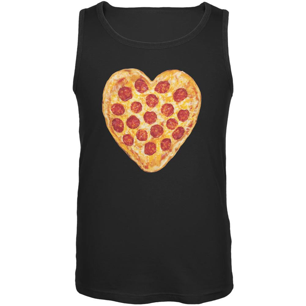 Pepperoni Pizza Heart Love Black Adult Tank Top Men's Tank Tops Old Glory 2XL Black