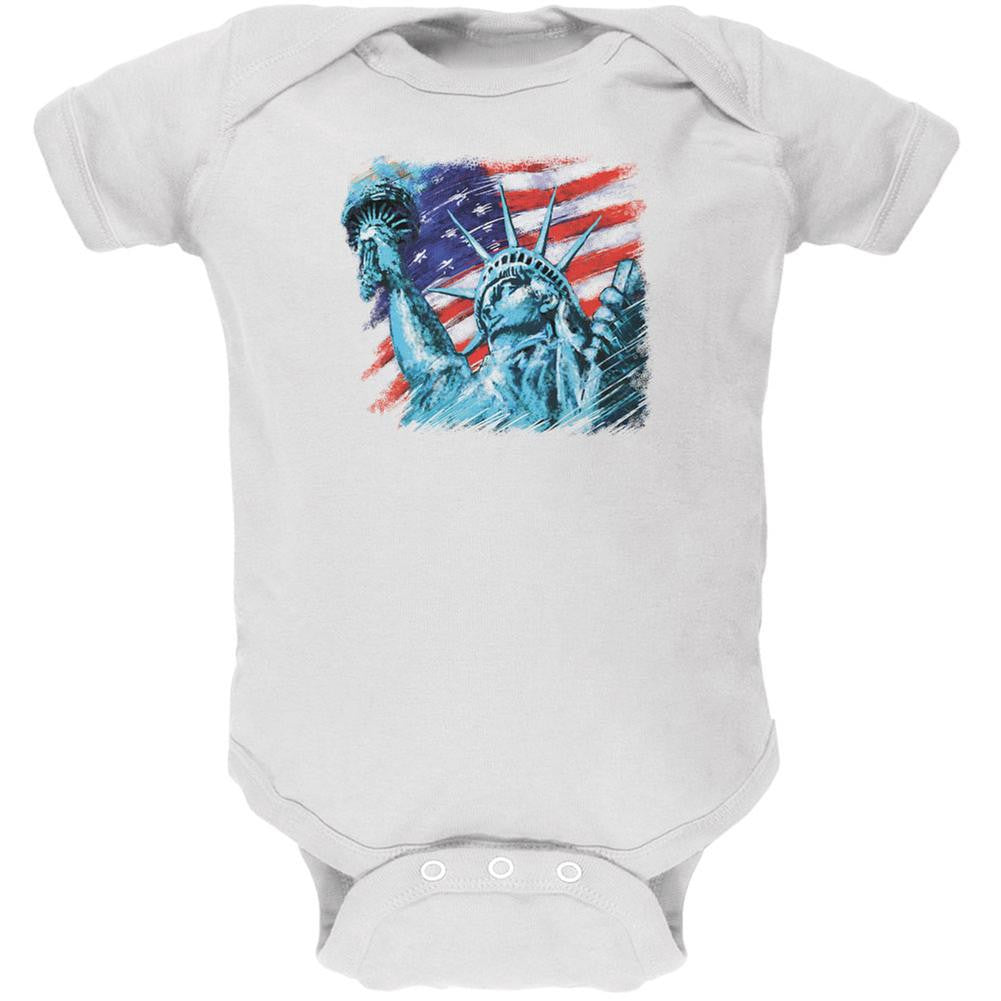 4th of July Statue of Liberty White Soft Baby One Piece Baby One Piece Old Glory 0-3M White