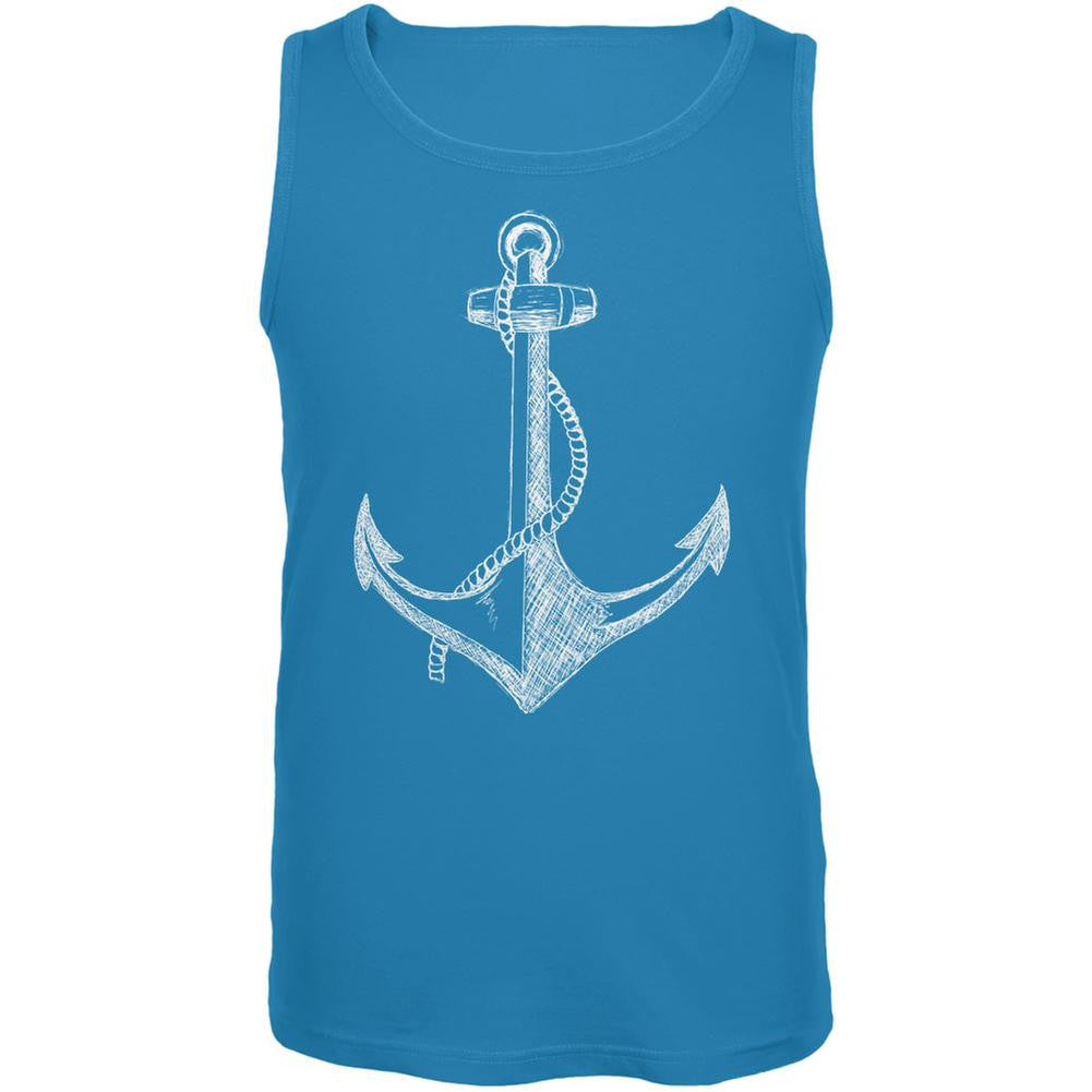 Summer Anchor Turquoise Adult Tank Top Men's Tank Tops Old Glory 2X Blue